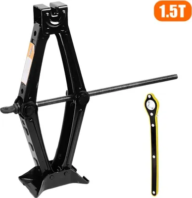 Immagine prodotto di Cric - Cric a forbice - Capacità di carico 1,5 t - Altezza di sollevamento 10-39 cm - Manovella manuale - Acciaio - Nero
