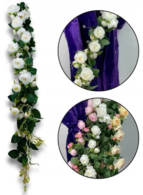 Produktbild von Inspiruj Weiße Rosen-Girlande 125 cm Künstliche Blumen