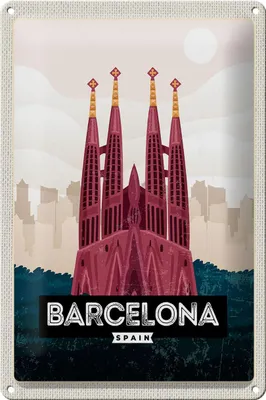 Produktbild von Blechschild Reise 20x30cm Barcelona Spain Kathedrale Schild