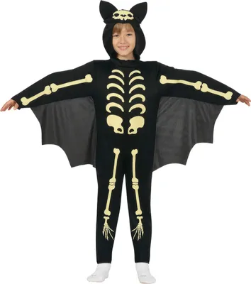 Produktbild von Fledermaus Skelett Jumpsuit Halloween Kinderkostüm, Größe: 5 - 6 Jahre Farbe: Schwarz