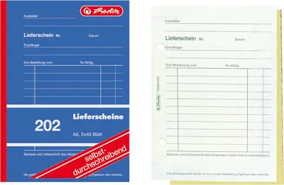 Produktbild von 5x Herlitz Lieferscheinbuch 202 / A6 / 2x 40 Blatt / selbstdurchschreibend