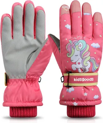 Produktbild von Wasserdichte Winterhandschuhe für Kinder, Skihandschuhe, winddichte und warme Handschuhe mit Cartoon-Motiven für Mädchen und Jungen
