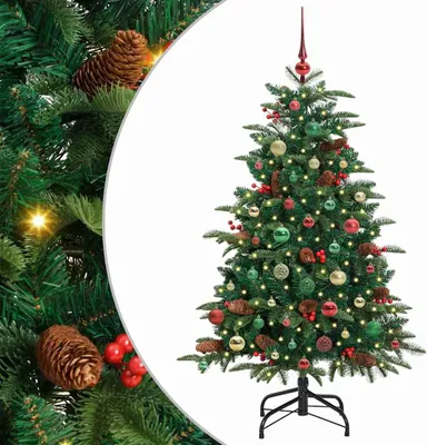 Image de vidaXL Sapin de Noël artificiel avec 150 LEDs avec support Vert 150 cm