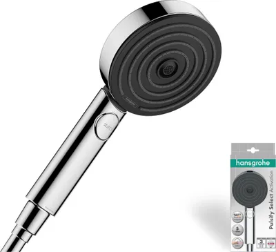Image de Douche de la série hansgrohe Pulsify Select S, modèle 105, avec 3 jets, activation EcoSmart et finition chromée