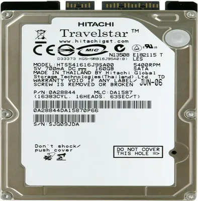 Productafbeelding van Harddisk HDD 160GB Hitachi SATA 2.5" interne harde schijf voor notebook/laptop, model HTS541616J9SA00
