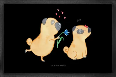 Produktbild von Mr. & Mrs. Panda Schmutzfangmatte Mops Verliebt 50 x 75 cm - Schwarz - Geschenk, Liebe, Hund, Sprüche, fußmatte, Fussmatte, Schmutzmatte, Eingangsteppich, Knuffig
