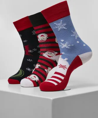 Image de Urban Classics TB4647 | Santa Ho Christmas Socks 3-Pack Chaussettes - Couleur : multicolore - Taille : 35-38