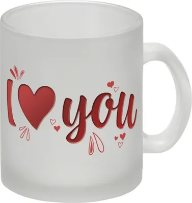 Produktbild von I love you Glas Tasse mit Herz Motiv