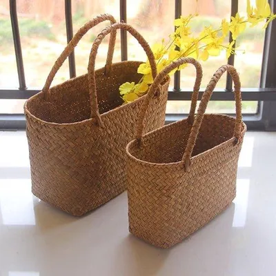 Image de Panier à fleurs tressé à la main 34 x 14 x 21 cm