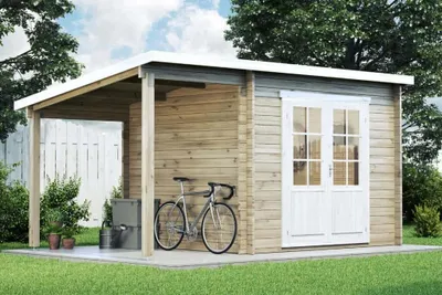 Produktbild von Alpholz Gartenhaus Maria mit Schleppdach aus Holz Gerätehaus mit 28 mm Wandstärke Pultdach