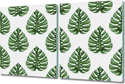 Produktbild von Glas-Herdabdeckplatte Glaskeramikkochfeld-Abdeckung Spritzschutz - 2x 40x52 cm - Fensterblätter Grün
