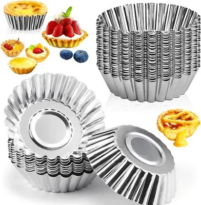 Image de Moules en aluminium pour tartelettes, muffins et cupcakes, lot de 36