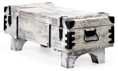 Produktbild von Truhe Tisch Shabby Chic Holz Beistelltisch Couchtisch 39 cm Höhe / 41 cm Tiefe / 97 cm Breite