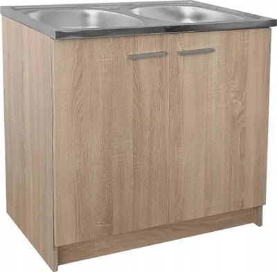 Image de Stamar | Armoire de cuisine, avec évier 2 bacs, chêne Sonoma, 80 cm