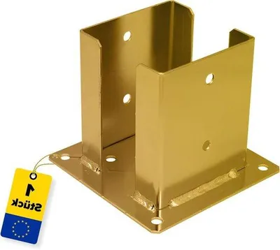 Zdjęcie produktu dla Kotwa stalowa do słupów drewnianych – odporna na korozję, ocynkowana – 91 x 150 x 20 mm – żółta