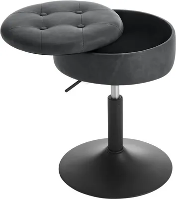 Produktbild von WOLTU Sitzhocker mit Stauraum, Barhocker drehbar, höhenverstellbar, Kunstleder : Anthrazit 1 Farbe: Anthrazit Stückzahl: 1