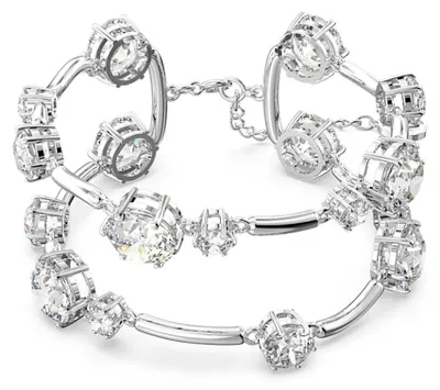 Produktbild von Swarovski Damen Constella Doppel-Armreif Rundschliff, Weiß, Rhodiniert 5638697