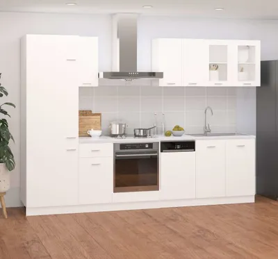 Produktbild von vidaXL 8-tlg. Küchenzeile Lyon Weiß Holzwerkstoff