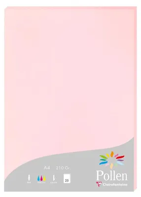 Immagine prodotto di Clairefontaine 24281C Carta Pollen A4 210 g rosa pastello, 25 fogli