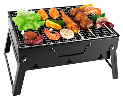 Immagine prodotto di Barbecue a carbonella - Barbecue pieghevole - Acciaio al carbonio - 34,5 x 26,5 cm - Per campeggio e picnic