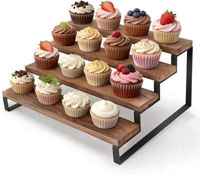 Produktbild von Cupcake-Ständer Holz 4-stöckig, für 16 Cupcakes, 35 x 7,5 cm, für Party
