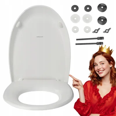 Produktbild von WC Sitz - Toilettensitz - für Cersanit Venezia - Weiß - 44x36cm - Antibakteriell - Duroplast - Toilettendeckel