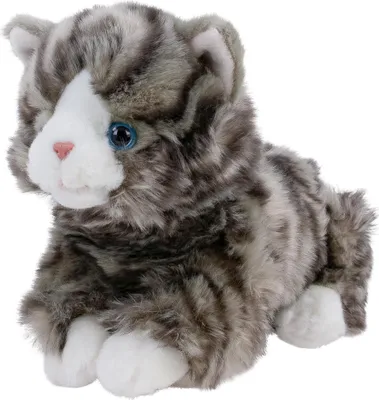 Produktbild von Kuscheltier Katze liegend grau getigert 25 cm Plüschkatze