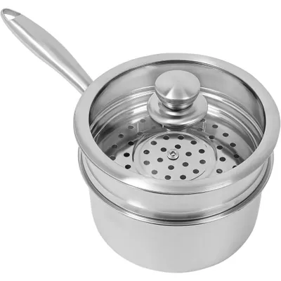 Produktbild von Dampfgarer Topf - 16 cm Induktion Kochtopf - Edelstahl - Glasdeckel - Dämpfeinsatz - Spülmaschinenfest - Für Gas und Induktion - Silber
