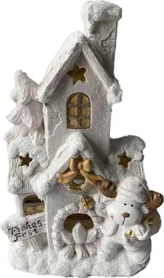 Obrázek produktu pro Vánoční dekorace DKD Home Decor House White Snowy 32 x 21 x 52 cm