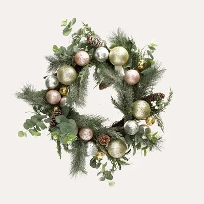 Produktbild von KEYHOMESTORE | Weihnachtskranz mit Tannenzapfen und Girlanden Ø. 60cm