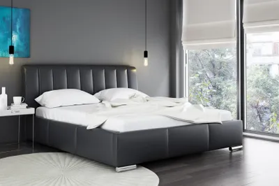 Produktbild von Polsterbett Bett Doppelbett MARLON Kunstleder Schwarz 180x200cm