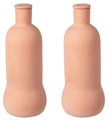 Obrázok produktu pre Relaxdays Ollas, sada 2 ks, 1 l, hlinené, zavlažovanie pri koreňoch, vyvýšené záhony a skleníky, menšia strata vody, terakota
