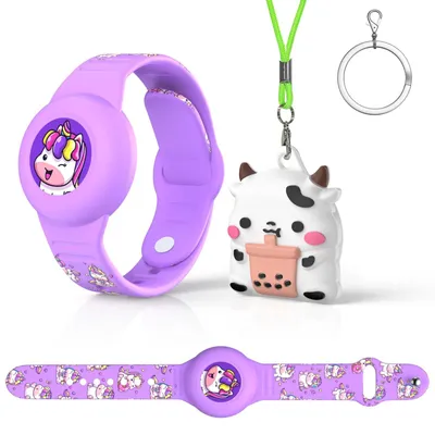 Produktbild von 1 x Wasserdichtes Armband und 1 x Anhänger Schutzhülle für Apple Airtag, Kinder,