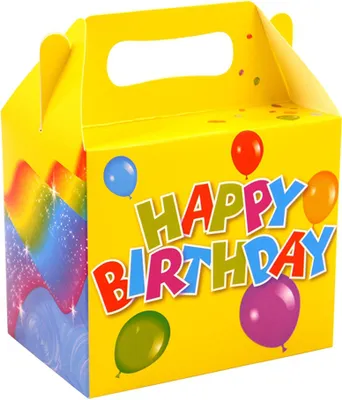 Produktbild von 6x Geschenkbox Happy Birthday Lunchbox Papier Kinder Ballons Mitgebsel