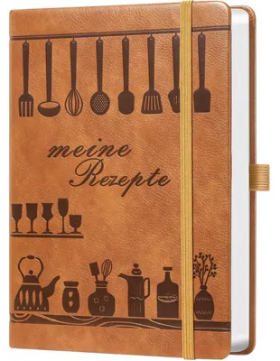 Produktbild von Rezeptbuch zum Selberschreiben A5 Hellbraun 21 x 14.5 cm Kunstleder 128 Seiten 120g Papier