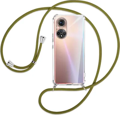 Produktbild von Handykette Backcover-Schutzhülle mit Band (Metall silberfarben) für Honor 50 (NTH-AN00) - khaki