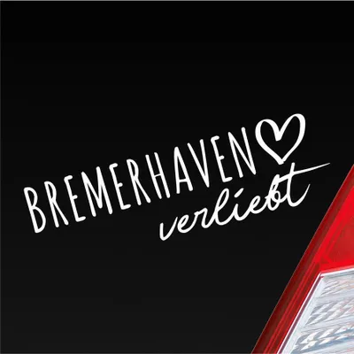 Produktbild von Auto Aufkleber Bremerhaven verliebt Herz Stadt Heimat Liebe Car 19x6 cm Weiss Matt Sticker Heckscheibenaufkleber