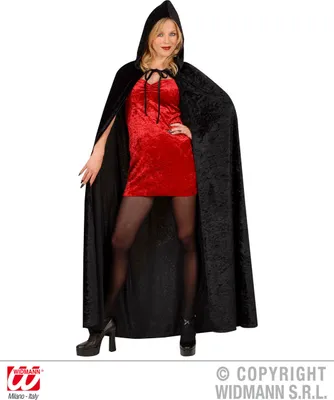 Produktbild von Langer Samt Umhang Kapuzen Cape schwarz, 150 cm