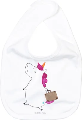 Produktbild von Mr. & Mrs. Panda Lätzchen Einhorn Koffer - Weiß - Geschenk, Schlabberlatz, Spaß, Für Babys, Verreisen, Sabber, Sabberlätzchen, Babylätzchen, Gepäck, Einhörner, Unicorn