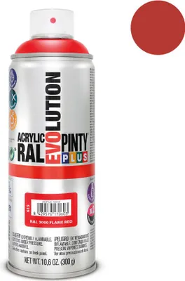 Image de Peinture Aérosol Rouge Feu Ral 3000 Séchage Ultra-rapide, Haute Adhérence Et Couleur Intense. - Pinty Plus