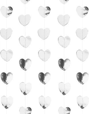 Produktbild von Oblique Unique Deckenhänger Herz Girlande JGA Hochzeit Valentinstag Geburtstag Silberhochzeit Party Deko - silber