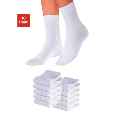 Produktbild von 10 Paar Arztsocken weiß – 100% Baumwolle Herren & Damen Gr. 43-46 – Kochfest, Hautfreundliche Marken-Socken in Spitzenqualität