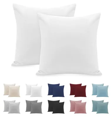 Produktbild von Kissenbezug 65x65 cm (2er-Set) – Mikrofaser-Kissenbezüge – Kissenbezug mit Reißverschluss – Weicher und atmungsaktiver Kissenbezug – Weiß