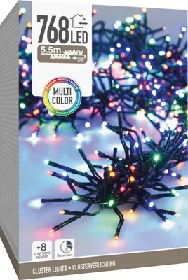 Zdjęcie produktu dla Kolorowa girlanda świetlna LED w kształcie kępek, 768 diod LED, czarny kabel, do użytku wewnątrz i na zewnątrz, 8,5 m