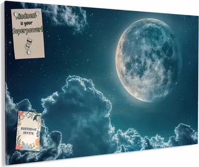 Produktbild von Magnettafel 90x60cm magnetisch & beschreibbar Metall-Board - Mond über Wolken