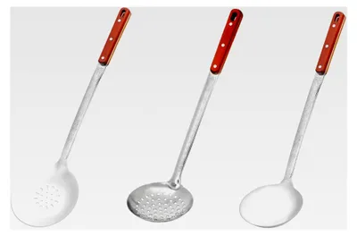 Produktbild von 3er Set für Kazan Kasan Schaumlöffel, Schöpflöffel und Rührlöffel mit Holzgriff