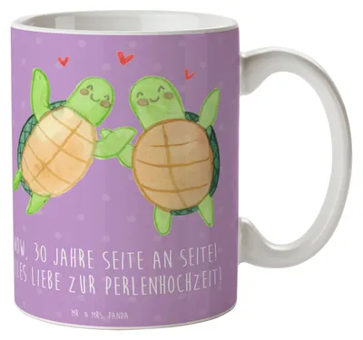 Produktbild von Mr. & Mrs. Panda Tasse 30. Hochzeitstag Perlenhochzeit - Lavendeltraum - Geschenk, Pott, Heirat, personalisierte Geschenke, Kaffeetasse, anerkannt, Becher, Beziehung
