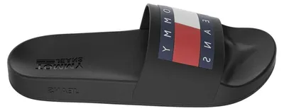 Produktbild von Tommy Jeans - Flaggenlogo Badesandale für Herren, geformtes Fußbett GT23632 (43 EU) (Schwarz)