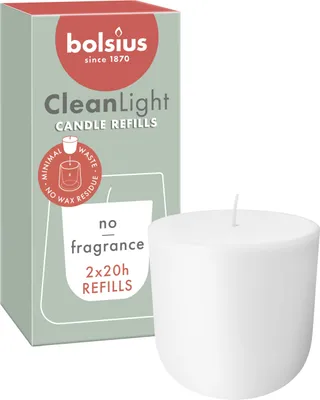 Productafbeelding van Bolsius Cleanlight Navulverpakking, 2 stuks - geurloos, wit