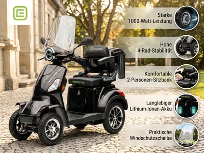 Produktbild von E-Seniorenmobil Venezia, Lithium-Akku, 4-Rad, 1000 Watt, Schwarz